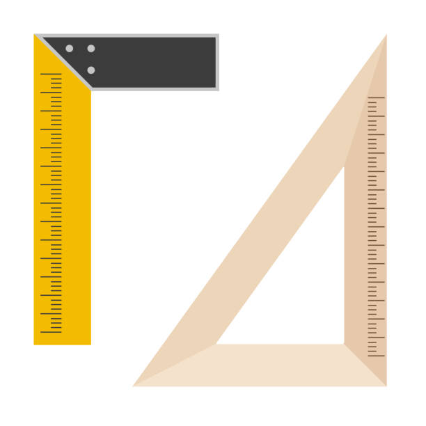 narzędzie do pomiaru kwadratu metalowego i drewnianego. ilustracja wektorowa w stylu płaskim izolowana na białym - right angle stock illustrations