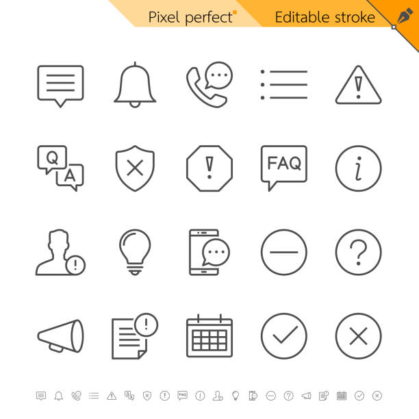 information_and_notification Information and notification thin icons. Pixel perfect. Editable stroke. editable stroke stock illustrations