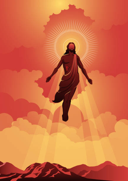 Happy Ascension Day of Jesus Christ An illustration of the ascension day of Jesus Christ. Vector illustration. Biblical Series jesus christ stock illustrations