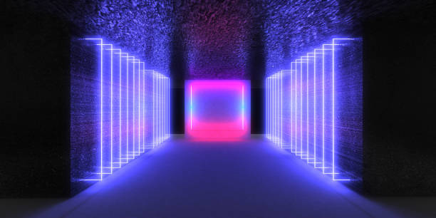 istock 3D abstract background with neon lights. neon tunnel .space construction . 3d illustration 1314902591