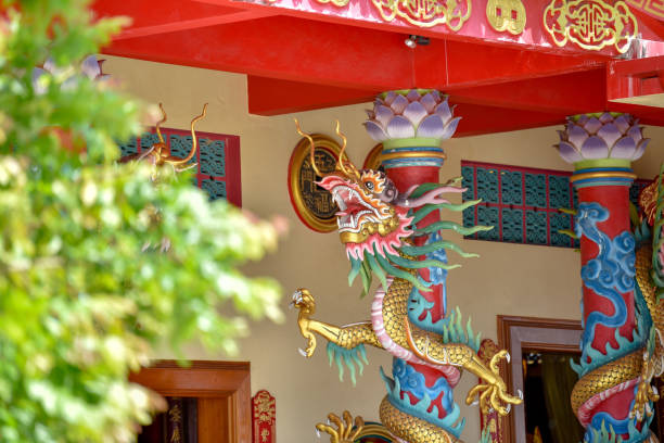istock A dragon statue in a Chinese traditional art shrine 1314910749