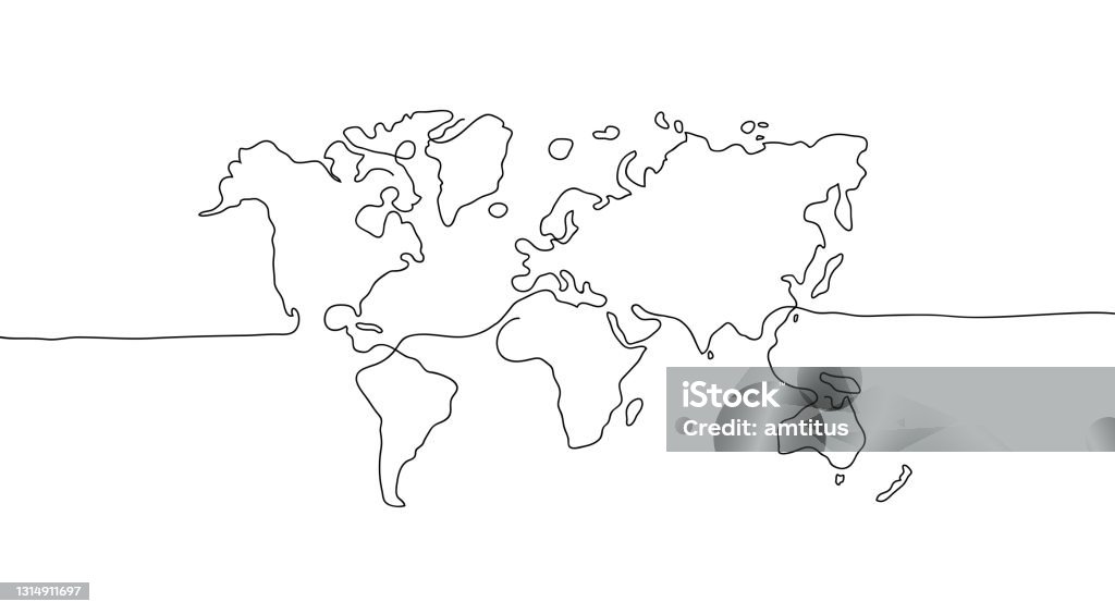 dünya çizgi sanatı - Royalty-free Dünya Haritası Vector Art