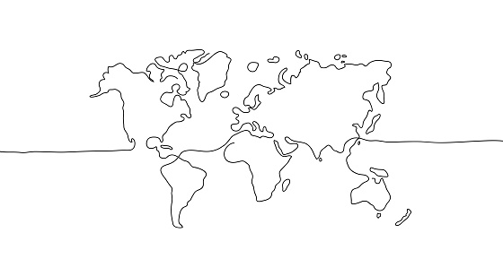 abstract hand drawn world map line art