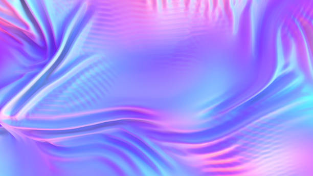 istock Iridescent chrome wavy cloth fabric abstract background, ultraviolet holographic foil texture, liquid petrol surface, ripples, metallic reflection. For creative projects: cover, fashion, web. 3d render illustration. 1314912457