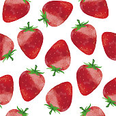 istock Watercolor Strawberry Seamless Pattern 1314912459
