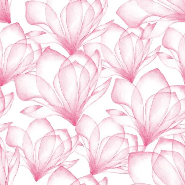 Vector illustration of Watercolor Pink Flower Seamless Pattern