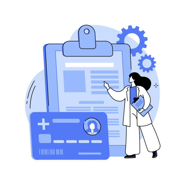 헬스케어 스마트 카드 추상 개념 벡터 일러스트레이션. - practitioners stock illustrations