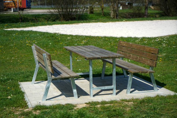 istock Benches and chairs at tables invite you to relax and unwind 1314913685