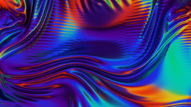 istock Iridescent chrome wavy cloth fabric abstract background, ultraviolet holographic foil texture, liquid petrol surface, ripples, metallic reflection. For creative projects: cover, fashion, web. 3d render illustration. 1314913749