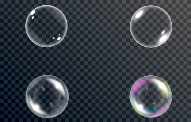 シャボン玉のベクトルセット。異なるタイプの泡。泡、石鹸、泡、洗剤、まぶしさ、png。 - 泡点のイラスト素材／クリップアート素材／マンガ素材／アイコン素材