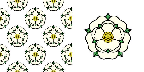 Tudoe rose of Englnd vector illustration. Tudor rose vector seamless pattern. Traditional heraldic emblem of England. The war of roses of houses Lancaster and York. york yorkshire stock illustrations