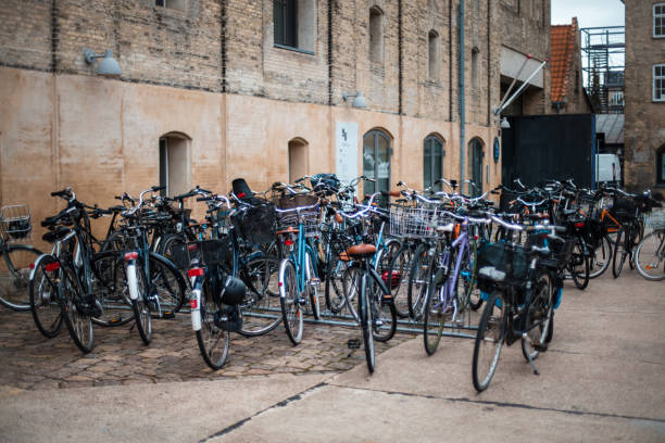 Parked bicycles in Copenhagen.