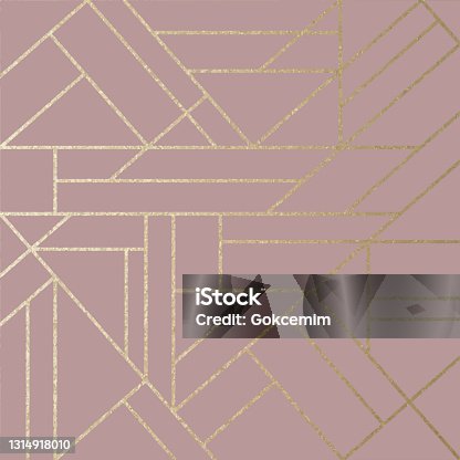 istock Abstract Geometric Gold Line Art Background. Golden invitation, brochure or banner with minimalistic geometric style. Gold lines, Glitter, Frame, Vector Fashion Wallpaper, Poster. Abstract Rectangle Green Toned Acrylic Painting Background. 1314918010