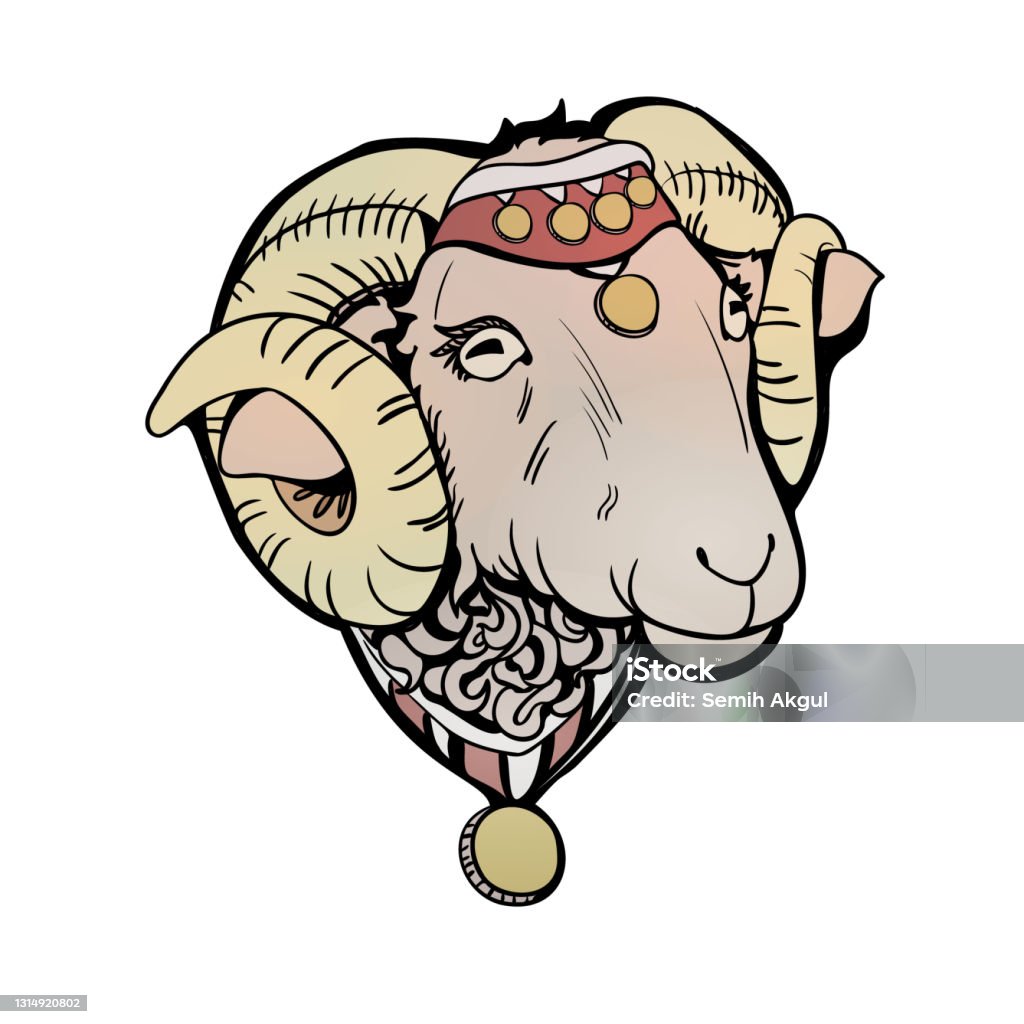 Traditional Sheep Drawing Turkish Traditional Sheep Drawing Ornamented  Sheep Ram Animal Stock Illustration - Download Image Now - iStock