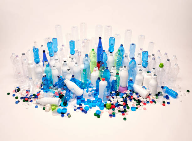 istock Plastic bottles, plastic caps. Plastic recycling concept. Plastic-free concept. 1314925325