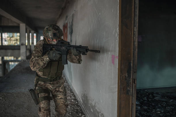 istock Special forces soldier in battle in war zone 1314927034
