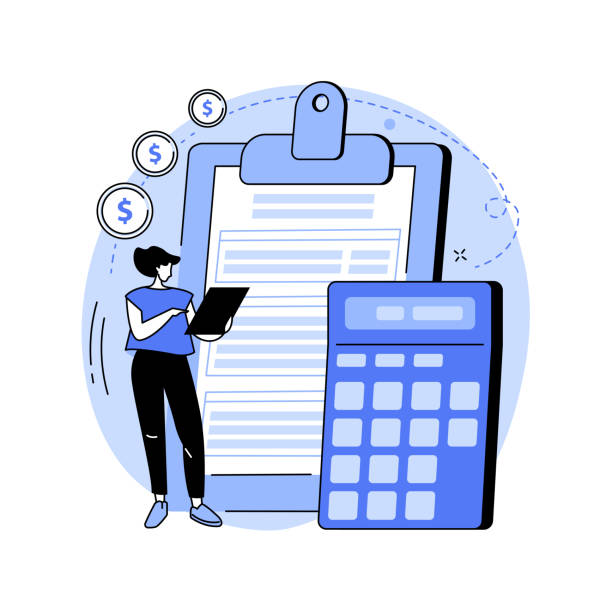Doing your taxes abstract concept vector illustration. Doing your taxes abstract concept vector illustration. Personal income, refinance your debt, loan insurance, budget calculator, business accountant, financial audit, paperwork abstract metaphor. calculator illustrations stock illustrations