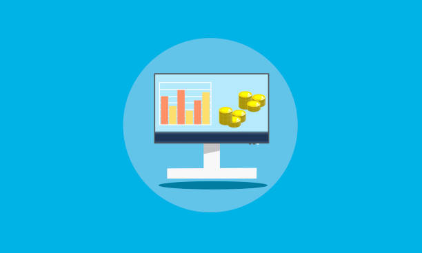 istock Minimalistic PC monitor with graph and stack of money 1314931845