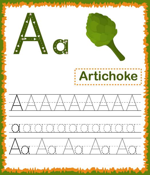 Vector illustration of exercises with cartoon vocabulary for kids. Colorful letter A Uppercase and Lowercase alphabet A-Z, Tracing and writing daily printable. Handwriting practice worksheet Vector illustration of exercises with cartoon vocabulary for kids. Colorful letter A Uppercase and Lowercase alphabet A-Z, Tracing and writing daily printable. Handwriting practice worksheet lettera a stock illustrations