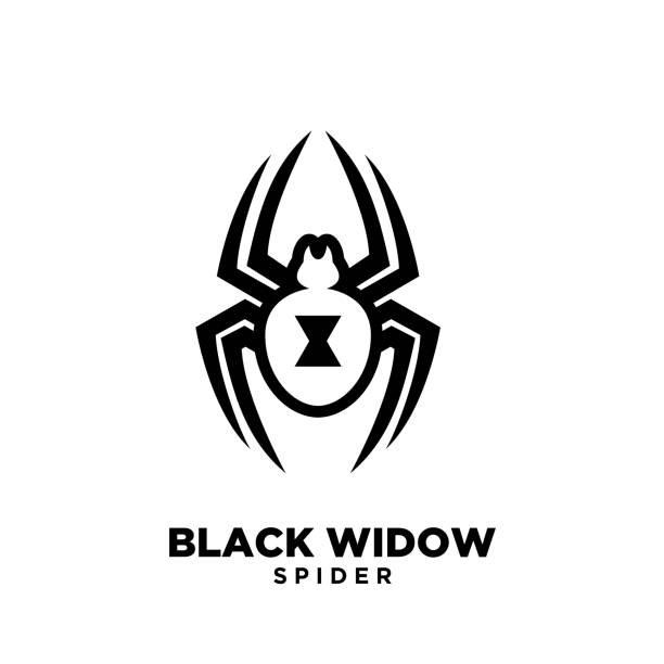 красная черная вдова паук значок дизайн плоская иллюстрация - silhouette spider tarantula backgrounds stock illustrations