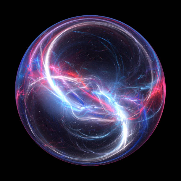 Discharged energy ball, computer generated abstract background, 3D rendering