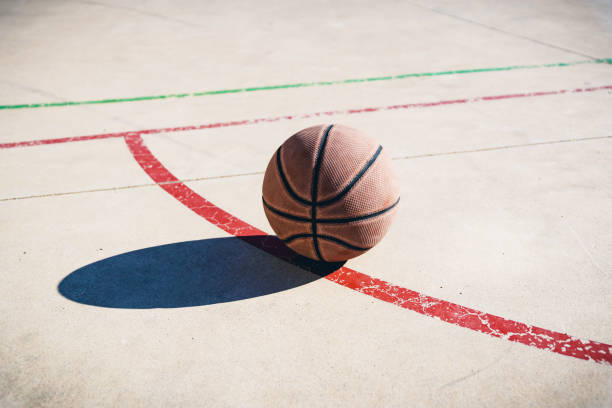 istock Basketball ball alone on the court. 1314943054