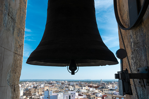 View of the city of Elche from a church bell tower, Spain