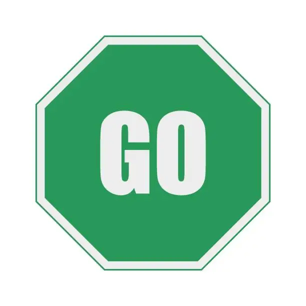 Vector illustration of Octagonal green GO sign. Can use for web or mobile app.