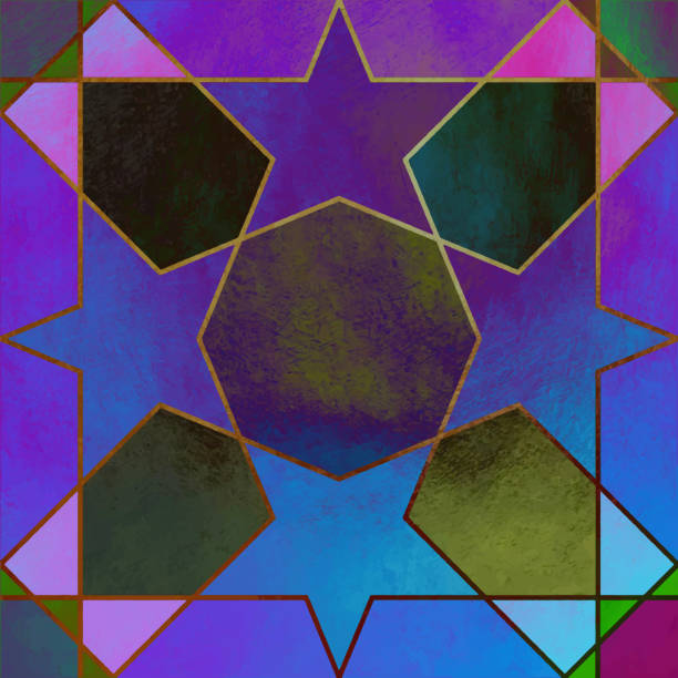 Abstract Geometric Multi Colored Background. Metallic invitation, brochure or banner with minimalistic geometric style. Lisbon Arabic Geometrical Mosaic, Mediterranean Ornament. Greeting Card Template, Vector Fashion Wallpaper, Poster. Abstract Geometric Multi Colored Background. Metallic invitation, brochure or banner with minimalistic geometric style. Lisbon Arabic Geometrical Mosaic, Mediterranean Ornament. Greeting Card Template, Vector Fashion Wallpaper, Poster. Abstract Multi Colored Acrylic Painting Background. Elegant Texture Design Element for Greeting Cards and Labels, Abstract Background. colorful star pattern stock illustrations