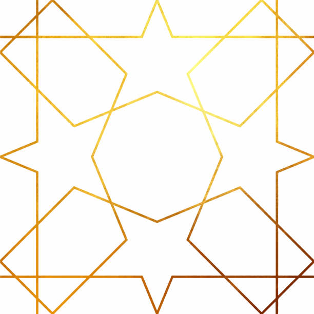 ilustrações de stock, clip art, desenhos animados e ícones de abstract geometric gold line art background.  metallic invitation, brochure or banner with minimalistic geometric style. lisbon arabic geometrical mosaic, mediterranean ornament. greeting card template, vector fashion wallpaper, poster. - bronze decor tile mosaic