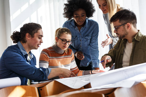 istock Group of design students in the classroom. 1314946272