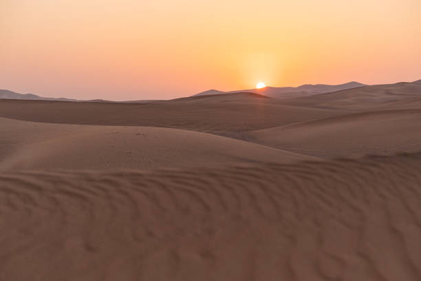 istock Landscape of desert dunes at sunset 1314952524