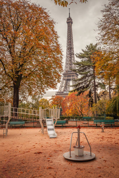 istock Playground in Paris on an Autumn day with the Eiffel Tower 1314953412