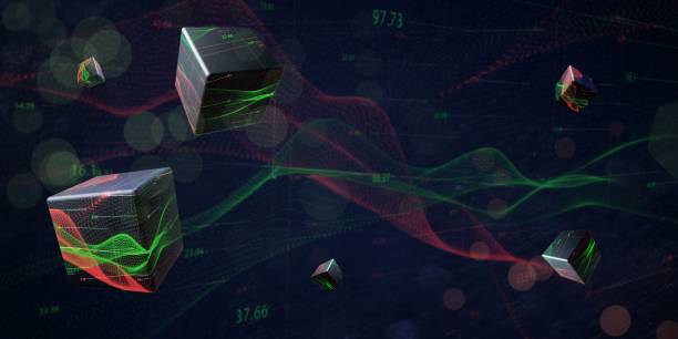 istock Stock market 3d rendering illustration. Cubes with the abstract chart  dark background 1314954343