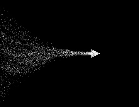 particles forming an arrow moving ahead futuristic background