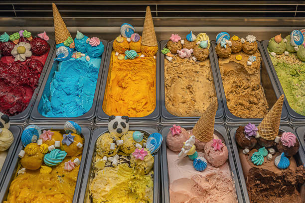 istock Ice cream trays with decorations 1314954950