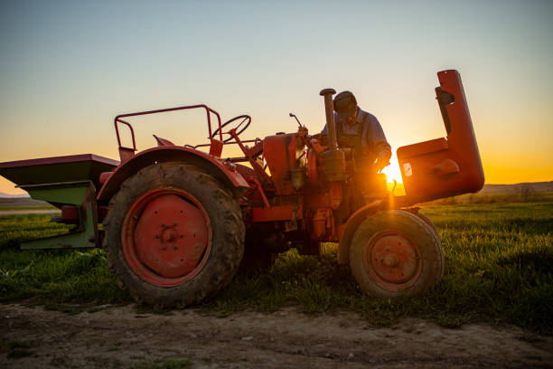 istock Tractor repair on a farm 1314957286