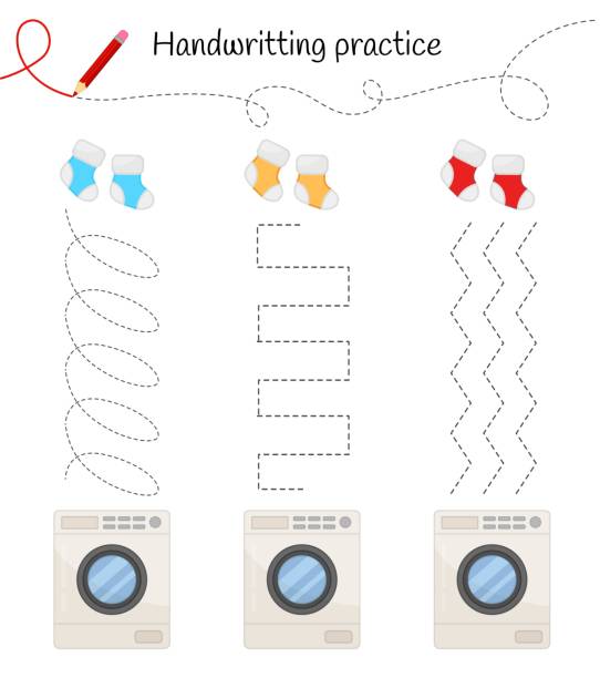 ilustrações, clipart, desenhos animados e ícones de folha de prática de caligrafia. - paper sheet