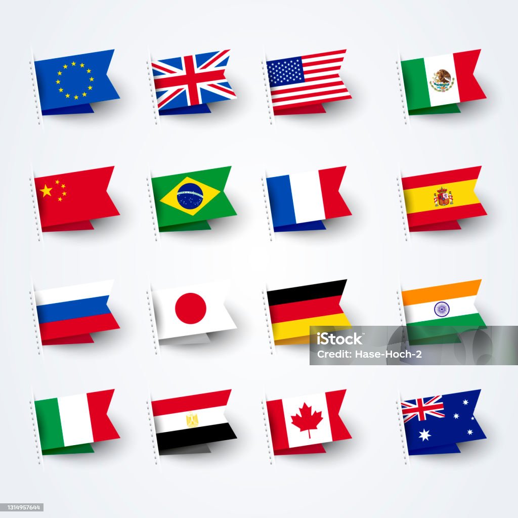 Векторная иллюстрация Различные флаги мирового набора. - Векторная графика Государственный флаг роялти-фри