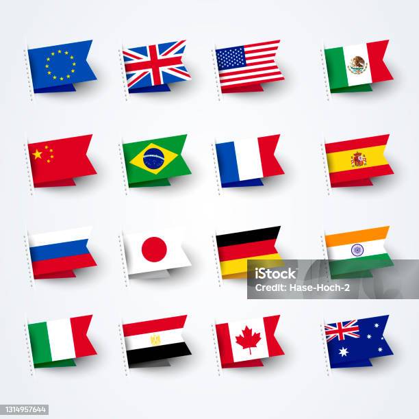 Векторная Иллюстрация Различные Флаги Мирового Набора — стоковая векторная графика и другие изображения на тему Государственный флаг