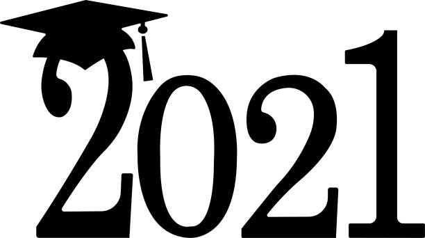 illustrazioni stock, clip art, cartoni animati e icone di tendenza di laurea 2021. classe 2021. logo, striscione, adesivo. cappello. college e università. - 2012