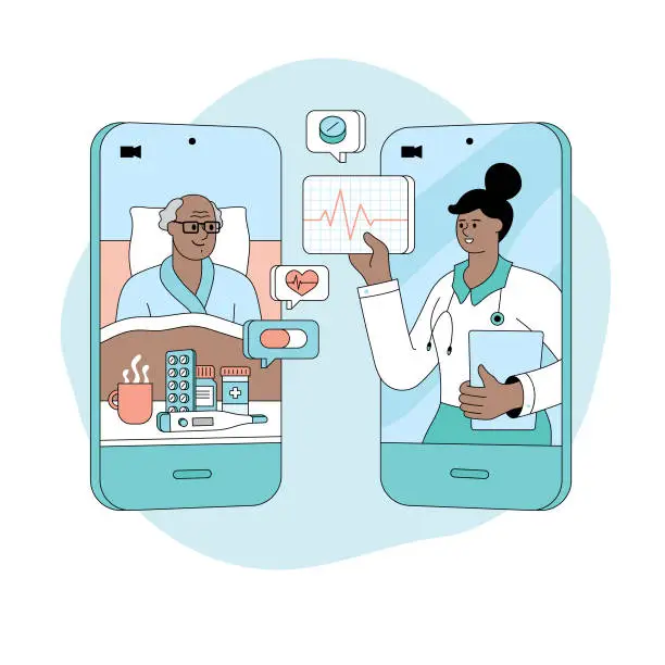 Vector illustration of Online doctor patient video call