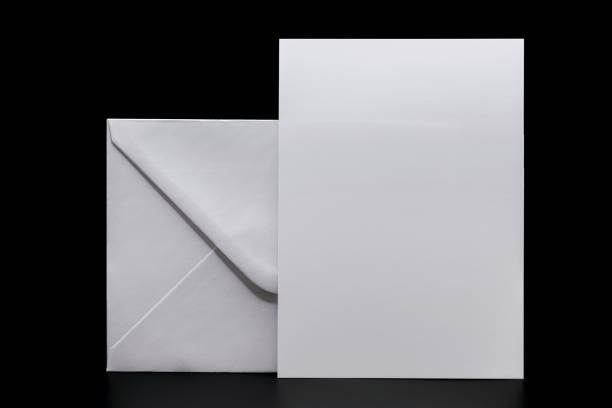 Blank postcard, postcard with soft shadows, postcard size 5x7inc / 13x18 cm Flyer, Postcard, Invitation Mock-Up, with white envelope black background