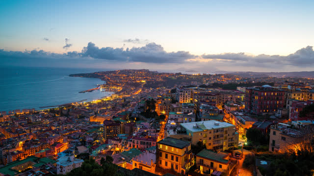 Naples Italy day to night Timelapse view of the city