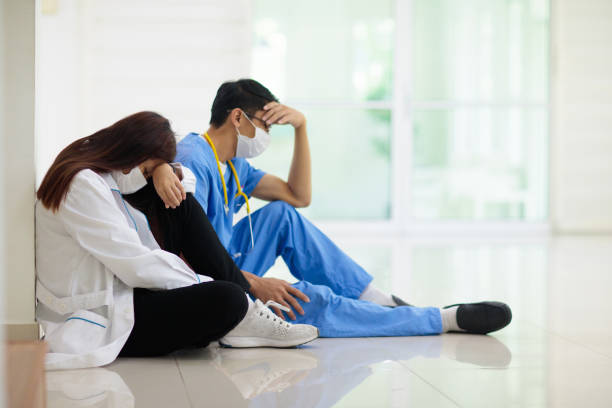 istock Exhausted tired doctor or nurse. Virus outbreak. 1314963495