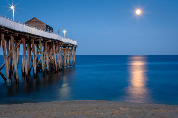 istock Full Pink Moon Rise Over Atlantic Ocean 1314964787