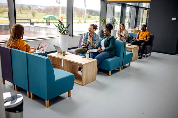 istock Group of young trainees in office cafeteria 1314967477