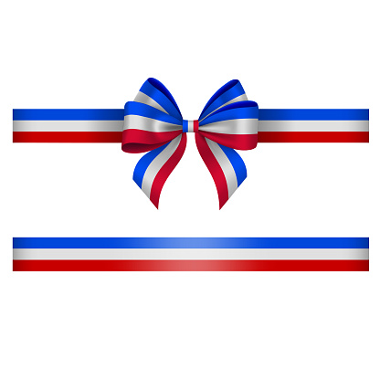 tricolor bow and ribbon blue white and red bow with ribbon french flag colors	vector