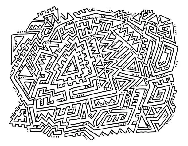 Vector illustration of Abstract Aztec Pattern Design Drawing