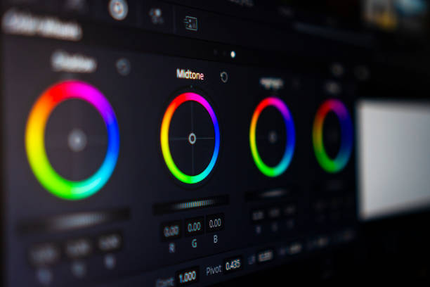 istock Video editing, color correction/color grading software, close up of the screen. video editing concept. 1314972142